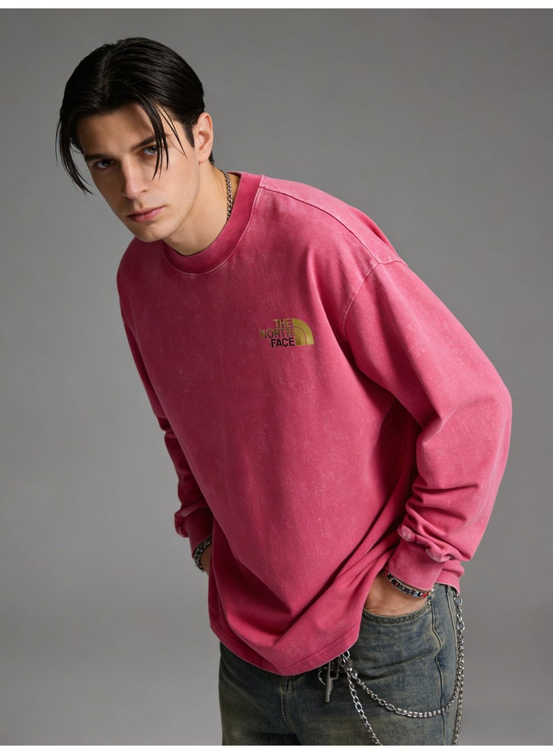 THE NORTH FACE 2026 The North Face retro washed unisex T-neck sweatshirt, high-quality thick cotton loose pullover with gold logo, retro street wear for men and women. - Image 4